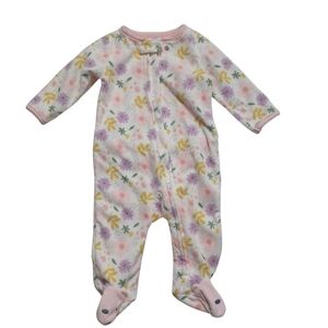 Simple Joys Carter's Girl’s Floral Pink Purple Footies Fleece Sleeper Sz 3-6 M